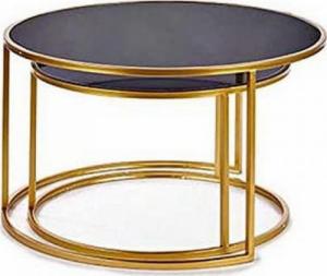 Gift Decor Zestaw 2 stołów Czarny Złoty Szkło Metal (2 Części) (80 x 80 x 44,5 cm) (64,5 x 64,5 x 38 cm) 1