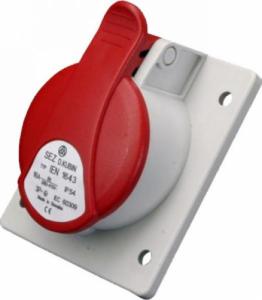 SEZ Gniazdo tablicowe skośne 5P 32A 400V czerwone podtynkowe z puszką IP44 GTPN 3253 2