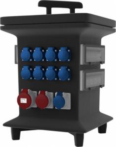 Doktorvolt Rozdzielnica budowlana KIB-S/FI 2x32A 2x16A 2xCamp 16x230V odbiornikowe 32A 3 fazowy woltomierz Schuko 2