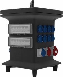 Doktorvolt Rozdzielnica budowlana KIB-S/FI 2x32A 2x16A 2xCamp 16x230V odbiornikowe 32A 3 fazowy woltomierz Schuko 4