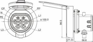 Degson Gniazdo do ładowania samochodów tablicowe Typ 2 16A 5P żeńskie DGN 3299	 4