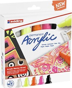 Edding Marker akrylowy szeroki e-5000 EDDING, 5-10mm, 5 szt., mix kolorów neon 1
