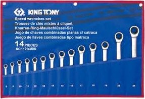 King Tony KING TONY ZESTAW KLUCZY PŁASKO-OCZKOWYCH 8-24mm Z GRZECHOTKĄ /14szt. 1
