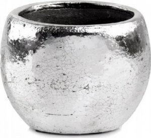 Polnix Osłonka na doniczkę ceramiczna srebrna kula 10,5 cm 1