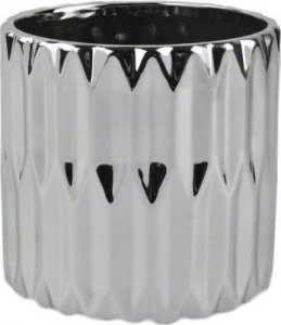 Polnix Doniczka ceramiczna cylinder okrągła srebrna 13 cm 1