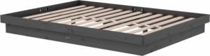 vidaXL vidaXL Rama łóżka, szara, lite drewno, 135x190 cm, podwójna 4