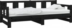 vidaXL vidaXL Łóżko rozsuwane, czarne, lite drewno sosnowe, 2x(90x190) cm 3