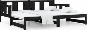 vidaXL vidaXL Łóżko rozsuwane, czarne, lite drewno sosnowe, 2x(80x200) cm 6