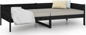 vidaXL vidaXL Łóżko dzienne, czarne, lite drewno sosnowe, 90x190 cm 8