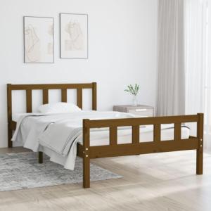 vidaXL vidaXL Rama łóżka, miodowy brąz, lite drewno, 100 x 200 cm 1