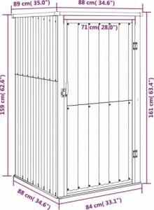 vidaXL vidaXL Szopa ogrodowa, antracytowa, 88x89x161 cm, stal galwanizowana 8