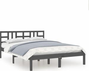 vidaXL Rama łóżka, szara, lite drewno, 200 x 200 cm 2