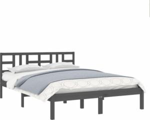 vidaXL Rama łóżka, szara, lite drewno, 200 x 200 cm 3