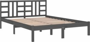 vidaXL Rama łóżka, szara, lite drewno, 200 x 200 cm 4