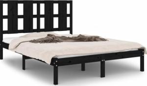 vidaXL Rama łóżka, czarna, lite drewno sosnowe, 140x190 cm 2