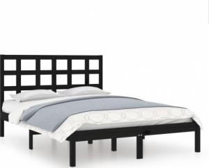 vidaXL vidaXL Rama łóżka, czarna, lite drewno, 140x190 cm 2