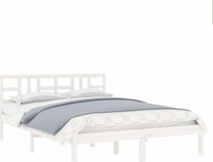 vidaXL Rama łóżka, biała, lite drewno, 150x200 cm, King Size 2
