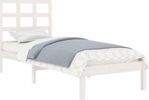 vidaXL Rama łóżka, biała, lite drewno, 75x190 cm, pojedyncza 3