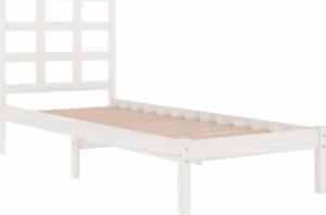vidaXL Rama łóżka, biała, lite drewno, 75x190 cm, pojedyncza 4