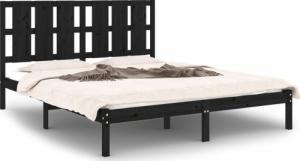 vidaXL Rama łóżka, czarna, lite drewno, 150x200 cm, King Size 2