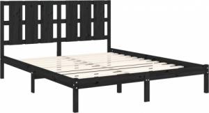 vidaXL Rama łóżka, czarna, lite drewno, 150x200 cm, King Size 4