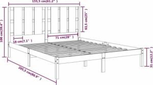 vidaXL Rama łóżka, czarna, lite drewno, 150x200 cm, King Size 6