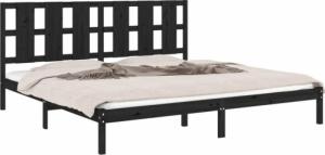 vidaXL Rama łóżka, czarna, lite drewno sosnowe, 200 x 200 cm 3
