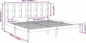 vidaXL Rama łóżka, czarna, lite drewno sosnowe, 200 x 200 cm 6