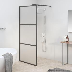 vidaXL vidaXL Ścianka prysznicowa, 90x195 cm, szkło mrożone ESG, czarna 1