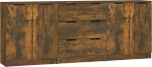 vidaXL 3-częściowa komoda, przydymiony dąb 2