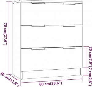 vidaXL 3-częściowa komoda, przydymiony dąb 6