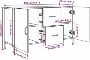 vidaXL Komoda, czarna, 100x36x60 cm 7