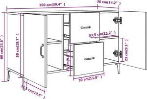 vidaXL vidaXL Komoda, biała, 100x36x60 cm, materiał drewnopochodny 8