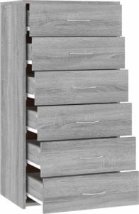 vidaXL Komoda z 6 szufladami, szary dąb sonoma, 50x34x96 cm 7