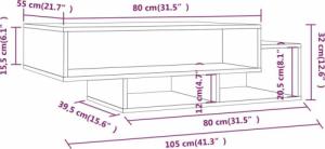 vidaXL vidaXL Stolik kawowy, przydymiony dąb, 105x55x32 cm 5