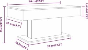 vidaXL Stolik kawowy, przydymiony dąb, 96x50x45 cm 7