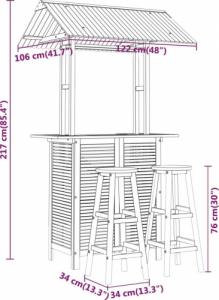 vidaXL vidaXL 3-cz. zestaw ogrodowych mebli barowych, lite drewno akacjowe 9