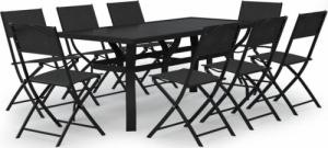 vidaXL 9-częściowy zestaw mebli ogrodowych, szaro-czarny 2