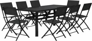 vidaXL 9-częściowy zestaw mebli ogrodowych, szaro-czarny 3