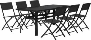 vidaXL vidaXL 7-częściowy zestaw mebli ogrodowych, szaro-czarny 3
