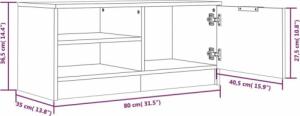 vidaXL Szafka pod telewizor, biała, 80x35x36,5 cm 9