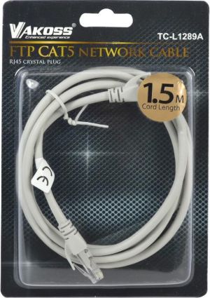 Vakoss RJ-45/RJ-45 kat.5 F/UTP Szary 1.5m (TC-L1289A) 2