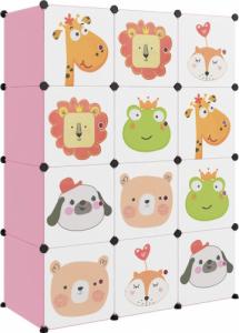 vidaXL vidaXL Regał kostkowy dla dzieci z 12 przegrodami, różowy, PP 2