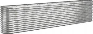 vidaXL Donica ogrodowa, malowana proszkowo stal, 332x40x68 cm, srebrna 2