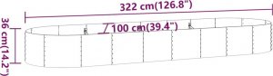 vidaXL vidaXL Donica ogrodowa, malowana proszkowo stal, 322x100x36 cm 6