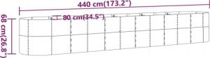 vidaXL vidaXL Donica ogrodowa, malowana proszkowo stal, 440x80x68 cm, szara 6
