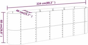 vidaXL vidaXL Donica ogrodowa, malowana proszkowo stal, 224x40x68 cm, szara 6