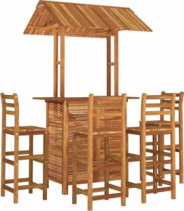 vidaXL vidaXL 5-cz. zestaw ogrodowych mebli barowych, lite drewno akacjowe 3