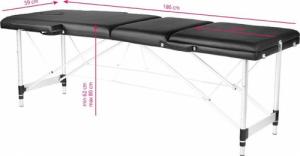 Activeshop STÓŁ SKŁADANY DO MASAŻU ALUMINIOWY KOMFORT ACTIV FIZJO 3 SEGMENTOWY CZARNY 8