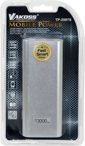Powerbank Vakoss 13000 mAh Srebrny  (TP-2597S) 3